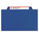 Six-Section Pressboard Top Tab Classification Folders, Six SafeSHIELD Fasteners, 2 Dividers, Letter Size, Dark Blue, 10/Box