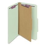 Pressboard Classification Folders, Four SafeSHIELD Fasteners, 2/5-Cut Tabs, 1 Divider, Legal Size, Gray-Green, 10/Box