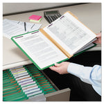 Six-Section Pressboard Top Tab Classification Folders, Six SafeSHIELD Fasteners, 2 Dividers, Letter Size, Green, 10/Box