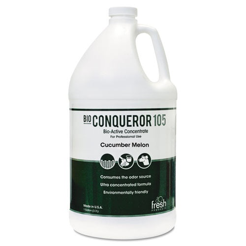 Bio Conqueror 105 Enzymatic Odor Counteractant Concentrate, Cucumber Melon, 1 gal Bottle, 4/Carton