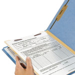 Top Tab Classification Folders, Four SafeSHIELD Fasteners, 2" Expansion, 1 Divider, Letter Size, Blue Exterior, 10/Box