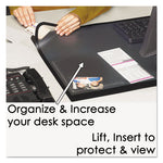 Desk Pad with Transparent Lift-Top Overlay and Antimicrobial Protection, 24" x 19", Black Pad, Transparent Frost Overlay