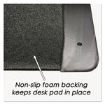 Executive Desk Pad with Antimicrobial Protection, Leather-Like Side Panels, 24 x 19, Black