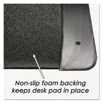 Executive Desk Pad with Antimicrobial Protection, Leather-Like Side Panels, 36 x 20, Black