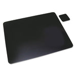 Leather Desk Pad with Coaster, 20 x 36, Black