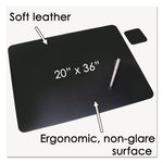 Leather Desk Pad with Coaster, 20 x 36, Black