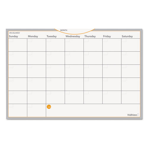 WallMates Self-Adhesive Dry Erase Monthly Planning Surfaces, 18 x 12, White/Gray/Orange Sheets, Undated