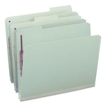 Recycled Pressboard Fastener Folders, 1/3-Cut Tabs, Two SafeSHIELD Fasteners, 1" Expansion, Letter Size, Gray-Green, 25/Box