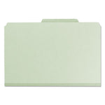 Recycled Pressboard Folders, Two SafeSHIELD Coated Fasteners, 2/5-Cut: R of C, 2" Expansion, Legal Size, Gray-Green, 25/Box