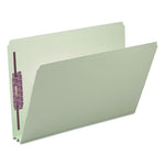 Recycled Pressboard Fastener Folders, Straight Tabs, Two SafeSHIELD Fasteners, 2" Expansion, Legal Size, Gray-Green, 25/Box