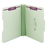 Recycled Pressboard Fastener Folders, 1/3-Cut Tabs, Two SafeSHIELD Fasteners, 3" Expansion, Letter Size, Gray-Green, 25/Box