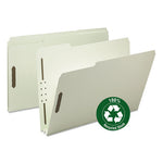 Recycled Pressboard Fastener Folders, 2" Expansion, 2 Fasteners, Legal Size, Gray-Green Exterior, 25/Box