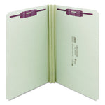 Recycled Pressboard Fastener Folders, Straight Tabs, Two SafeSHIELD Fasteners, 2" Expansion, Legal Size, Gray-Green, 25/Box