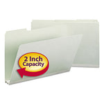 Expanding Recycled Heavy Pressboard Folders, 1/3-Cut Tabs: Assorted, Legal Size, 2" Expansion, Gray-Green, 25/Box