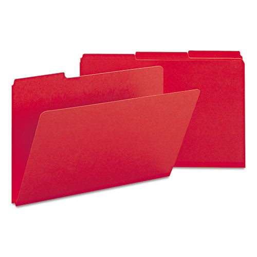 Expanding Recycled Heavy Pressboard Folders, 1/3-Cut Tabs: Assorted, Legal Size, 1" Expansion, Bright Red, 25/Box