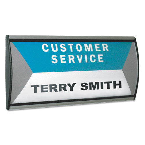 People Pointer Wall/Door Sign, Aluminum Base, 8.75 x 4, Black/Silver