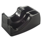 Recycled 2-in-1 Heavy Duty Tape Dispenser, 1" and 3" Cores, Plastic, Black