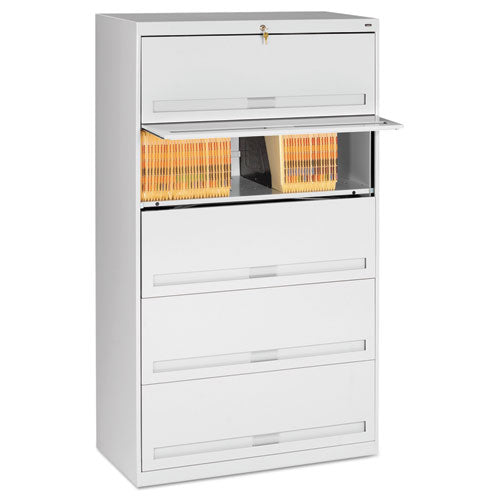 Fixed Shelf Enclosed-Format Lateral File for End-Tab Folders, 5 Legal/Letter File Shelves, Light Gray, 36" x 16.5" x 63.5"