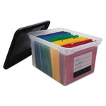 File Tote with Contents Label, Letter/Legal Files, 17.75" x 14" x 10.25", Clear/Black