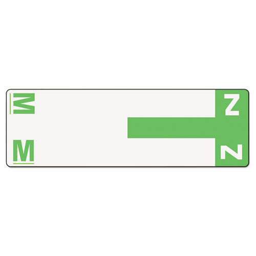 AlphaZ Color-Coded First Letter Combo Alpha Labels, M/Z, 1.16 x 3.63, Light Green/White, 5/Sheet, 20 Sheets/Pack