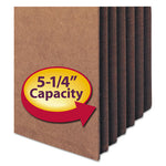 Redrope Drop-Front File Pockets with Fully Lined Gussets, 5.25" Expansion, Legal Size, Redrope, 10/Box