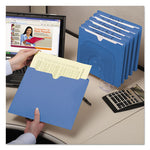 Colored File Jackets with Reinforced Double-Ply Tab, Straight Tab, Letter Size, Blue, 100/Box