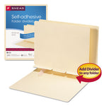 Self-Adhesive Folder Dividers for Top/End Tab Folders, Prepunched for Fasteners, 1 Fastener, Letter Size, Manila, 100/Box