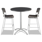 CafeWorks Table, Bistro-Height, Round, 36" x 42", Graphite Granite Top, Silver Base