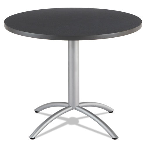 CafeWorks Table, Cafe-Height, Round, 36" x 30", Graphite Granite Top, Silver Base