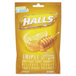 Triple Action Cough Drops, Honey-Lemon, 30/Bag, 12 Bags/Box