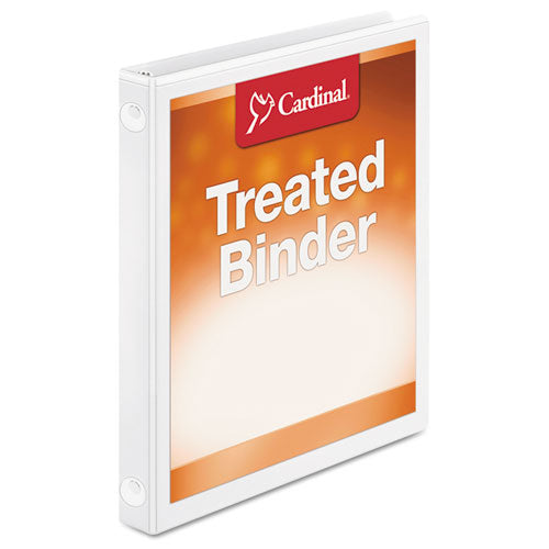 Treated Binder ClearVue Locking Round Ring Binder, 3 Rings, 0.5" Capacity, 11 x 8.5, White