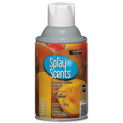 Champion Sprayon SPRAYScents Metered Air Freshener Refill, Mango, 7 oz Aerosol Spray, 12/Carton