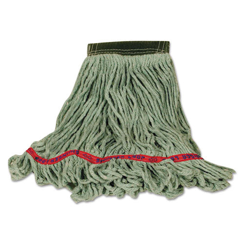 Swinger Loop Wet Mop Heads, Cotton/Synthetic Blend, Green, Medium, 6/Carton