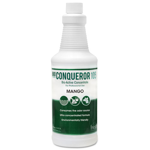 Bio Conqueror 105 Enzymatic Odor Counteractant Concentrate, Mango, 32 oz Bottle, 12/Carton