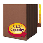 Redrope Drop-Front End Tab File Pockets, Fully Lined 6.5" High Gussets, 5.25" Expansion, Legal Size, Redrope/Brown, 10/Box