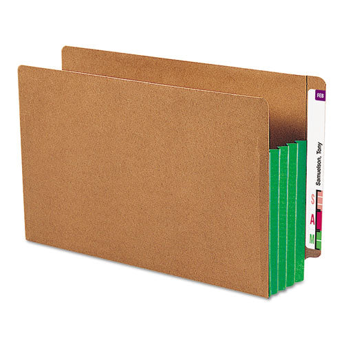 Redrope Drop-Front End Tab File Pockets, Fully Lined 6.5" High Gussets, 3.5" Expansion, Legal Size, Redrope/Green, 10/Box