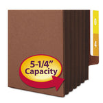 Redrope Drop-Front End Tab File Pockets, Fully Lined Colored Gussets, 5.25" Expansion, Letter Size, Redrope/Brown, 10/Box