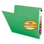 Shelf-Master Reinforced End Tab Colored Folders, Straight Tabs, Letter Size, 0.75" Expansion, Green, 100/Box