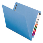 Heavyweight Colored End Tab Fastener Folders, 0.75" Expansion, 2 Fasteners, Letter Size, Blue Exterior, 50/Box