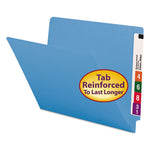 Shelf-Master Reinforced End Tab Colored Folders, Straight Tabs, Letter Size, 0.75" Expansion, Blue, 100/Box