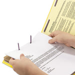 End Tab Pressboard Classification Folders, Six SafeSHIELD Fasteners, 2" Expansion, 2 Dividers, Letter Size, Yellow, 10/Box