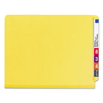 End Tab Pressboard Classification Folders, Six SafeSHIELD Fasteners, 2" Expansion, 2 Dividers, Letter Size, Yellow, 10/Box