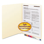 End Tab Fastener Folders with Reinforced Straight Tabs, 11-pt Manila, 1 Fastener, Letter Size, Manila Exterior, 50/Box