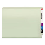 End Tab Pressboard Classification Folders, Two SafeSHIELD Coated Fasteners, 3" Expansion, Letter Size, Gray-Green, 25/Box