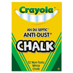 Nontoxic Anti-Dust Chalk, 3" x 0.31" Diameter, White, 12 Sticks/Box