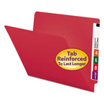 Shelf-Master Reinforced End Tab Colored Folders, Straight Tabs, Letter Size, 0.75" Expansion, Red, 100/Box