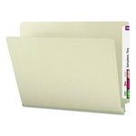 Extra-Heavy Recycled Pressboard End Tab Folders, Straight Tabs, Letter Size, 1" Expansion, Gray-Green, 25/Box