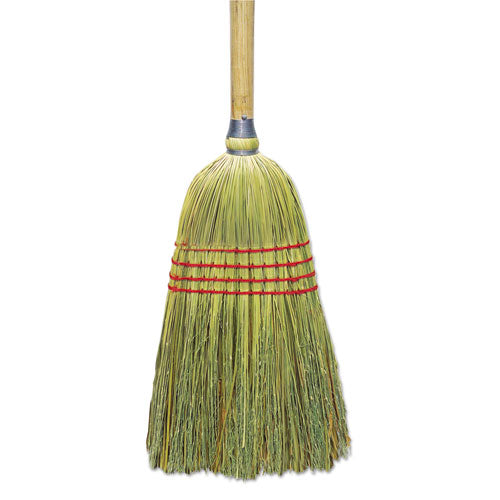 Upright Corn/Fiber Broom, 56" Overall Length, Natural, 6/Carton