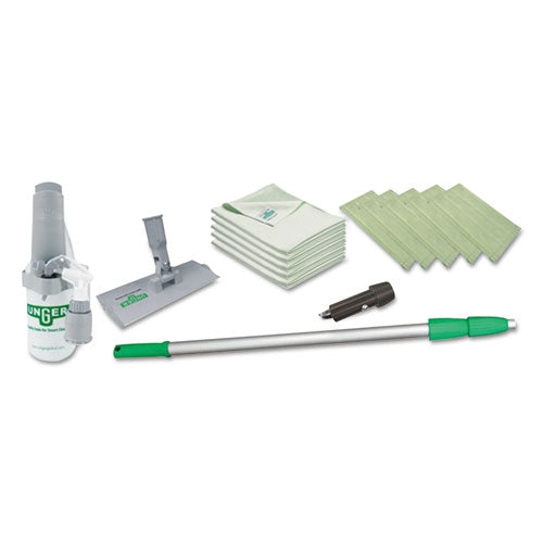 SpeedClean Window Cleaning Kit, 72" to 80", Extension Pole With 8" Pad Holder, Silver/Green