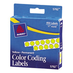 Handwrite-Only Permanent Self-Adhesive Round Color-Coding Labels in Dispensers, 0.25" dia, Yellow, 450/Roll, (5792)